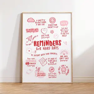 [UNFRAMED POSTER] Reminders for Hard Days, Mental Health Office Decor, Therapy Poster, Positive Affirmations, Calming Corner Wall Art1 (Complimentary Delivery)