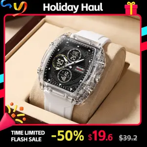 SKMEI Unisex Digital Sport Watch, Tonneau Case with Screw Bezel, Silicone Band, Dual Display, Dual Time Zone, 5ATM Water Resistant, Digital Watches