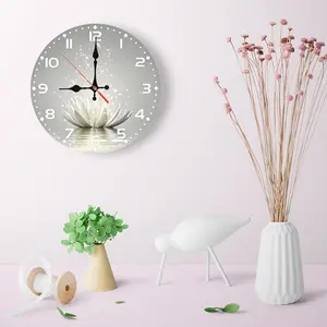 12 Inch Peaceful Lotus on Water Wall Clock| Silent Sweep Movement Spiritual Design, Ideal for Spa, Meditation Room, Home Office, Battery Not Included