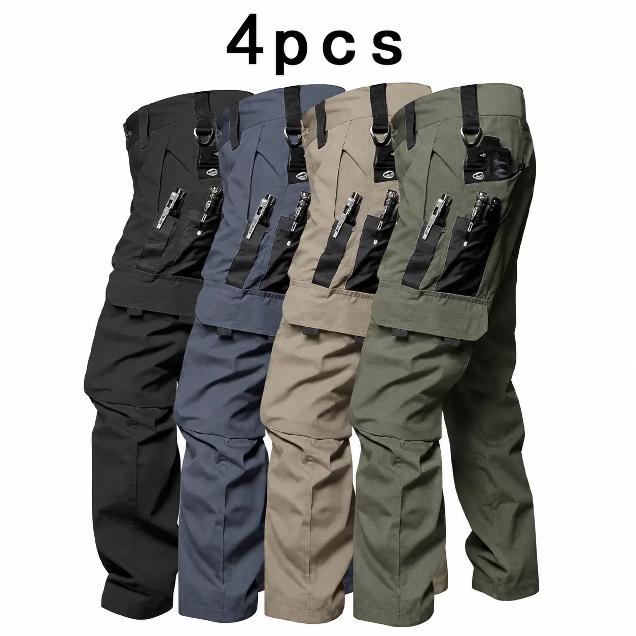 HOMUG 4 Pack Tactical Pants for Men , Ripstop Work Pants for Men, Lightweight Hiking Cargo Pants, Outdoor Apparel, Suitable for Outdoor Sports, Training, Camping And Construction Personnel, Gift for Summer，Size Up for a Looser Fit