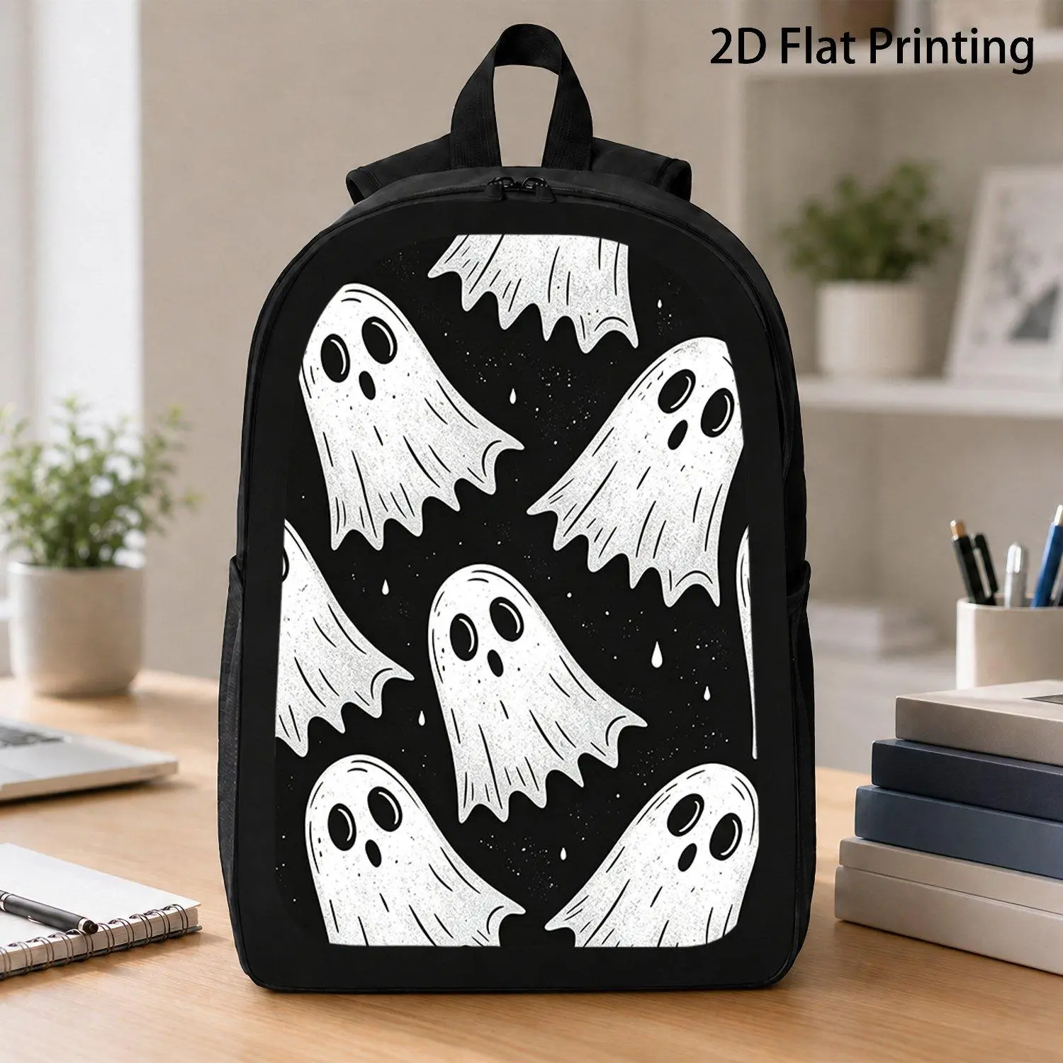 Cute Halloween Ghosts, Casual Backpack, Travel Laptop Backpack, 2D Flat Printing, Rucksack with Ample Capacity - Suitable for Travel, Daily Use, And Commuting
