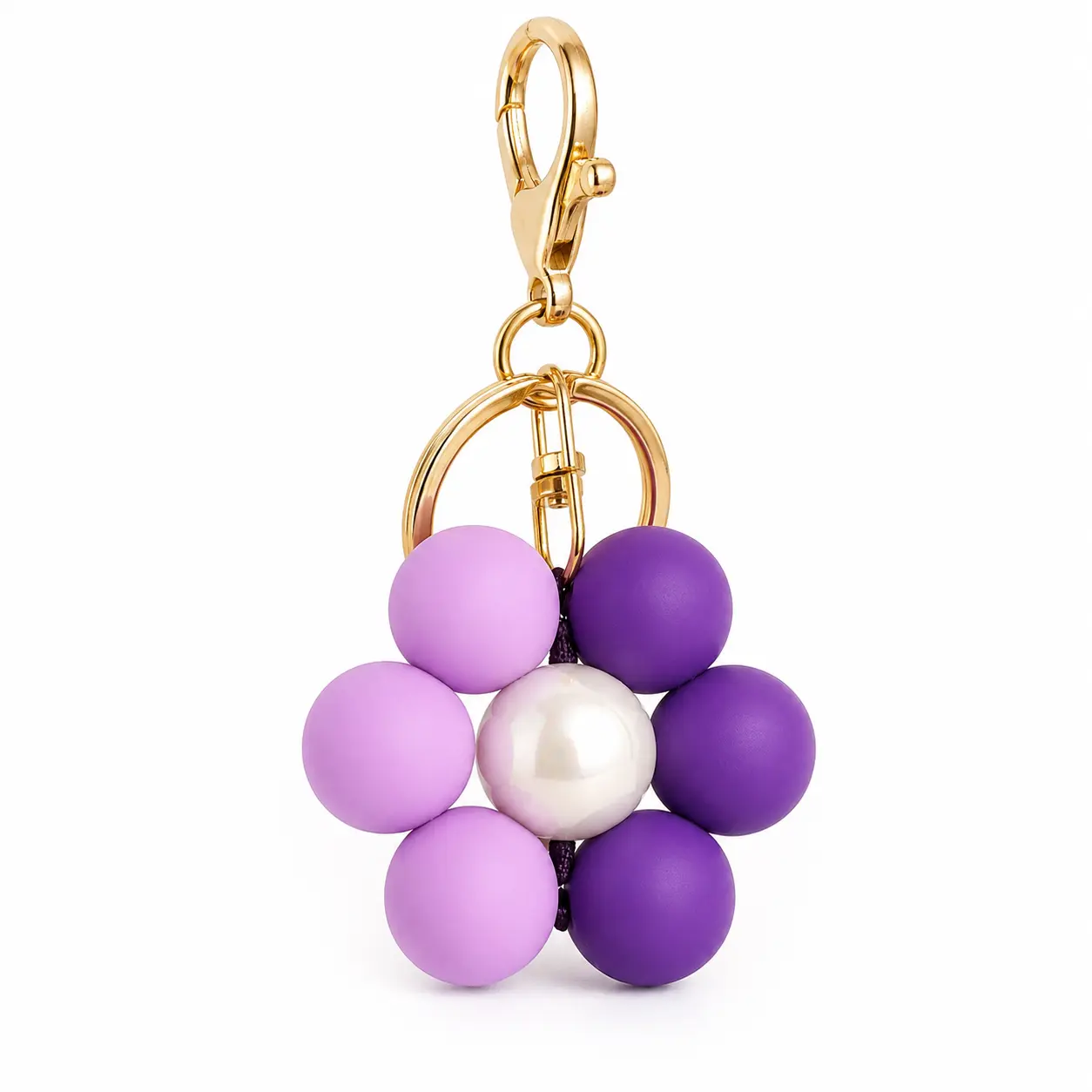 Handmade Purple Daisy Silicone Bag Charm Keychain
