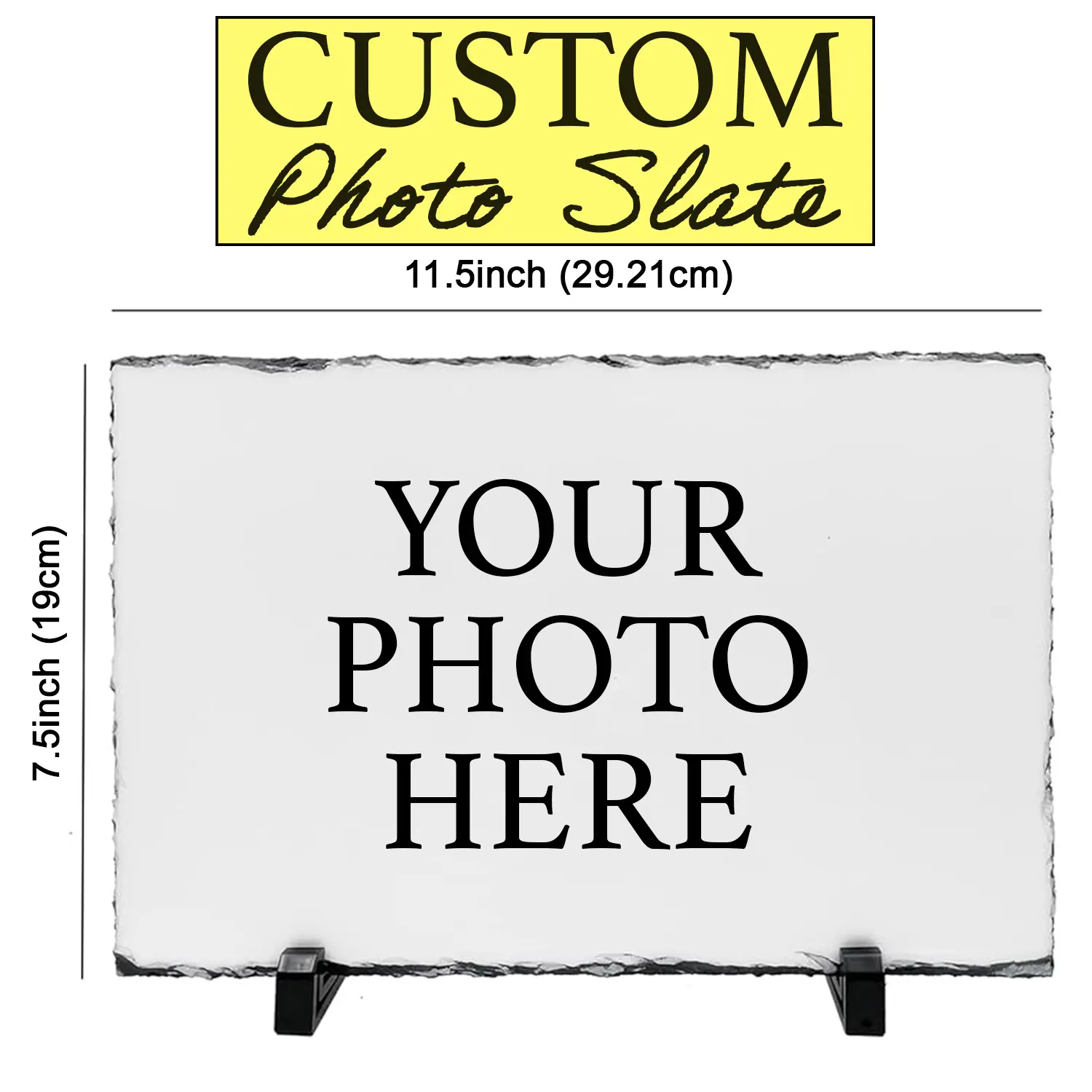 Custom Printed Photo Slate 11.5x7.5in with Standing Legs Glossy Shiny Finish for Custom Photos