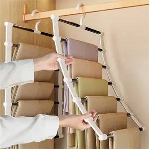 Multi-Layer Pants Rack, Space-Saving Non-Slip Closet Organizer, Suitable for Scarves Jeans Pants, Durable Design, Easy Assembly