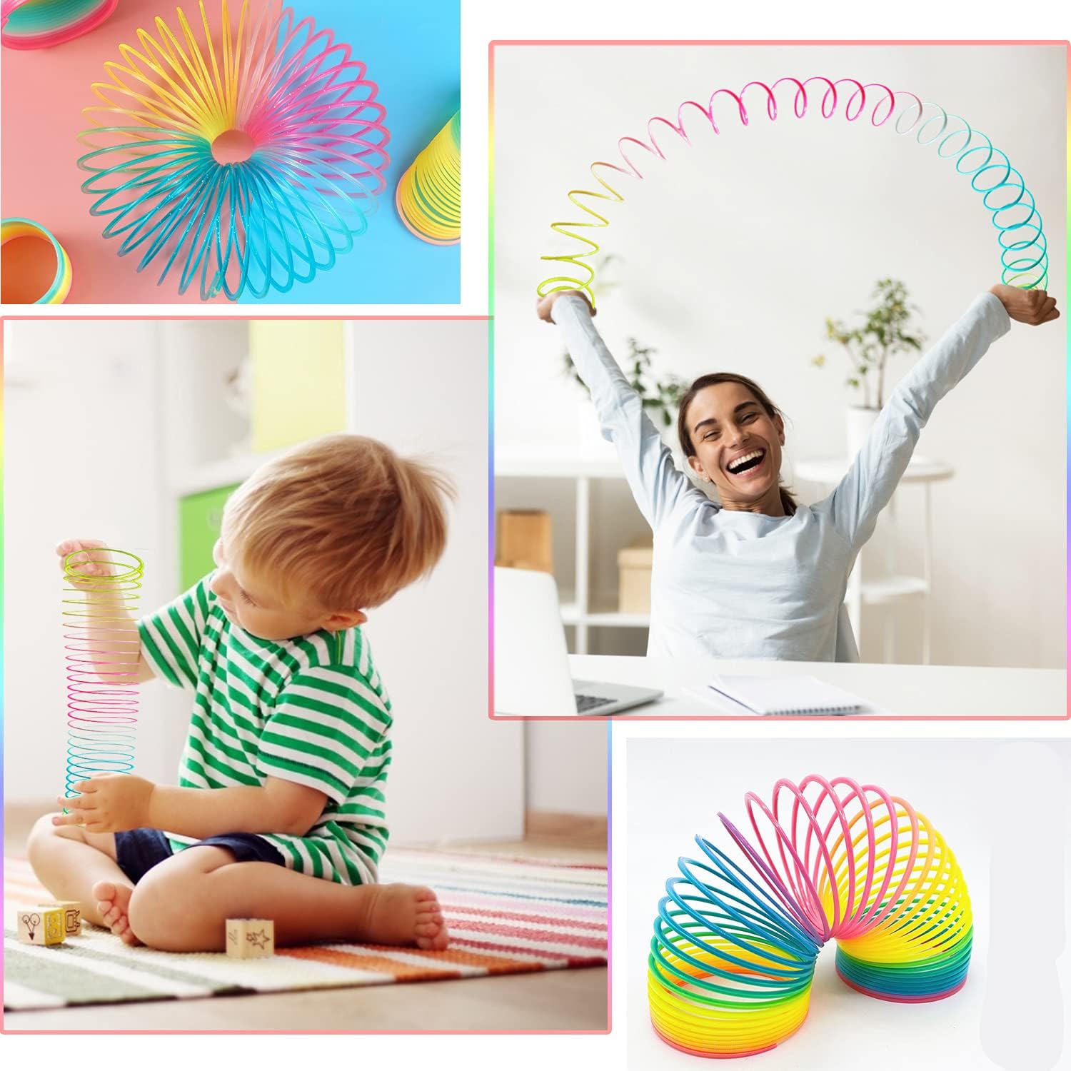 Magic Giant Rainbow Coil Toy Jumbo Classic Multicolor Coil Spring Toy for Boys and Girls Birthday Christmas Party 4.2 x 4.2 inch Fun Gift