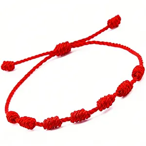 7 Knot Protection Bracelet Evil Eye Good Luck Amulet Buddhist String Cord for Prosperity Success Adjustable for Women Men Girls Boys
