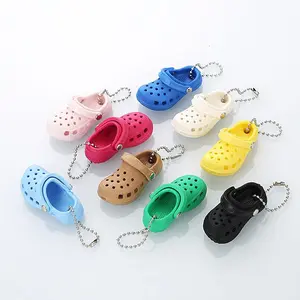3D New Mini Shoes Shape Keychain PVC Shoe Charms For Clogs Accessories Women Beach Bag Sandals Buckle Pin DIY Jewelry Decoration