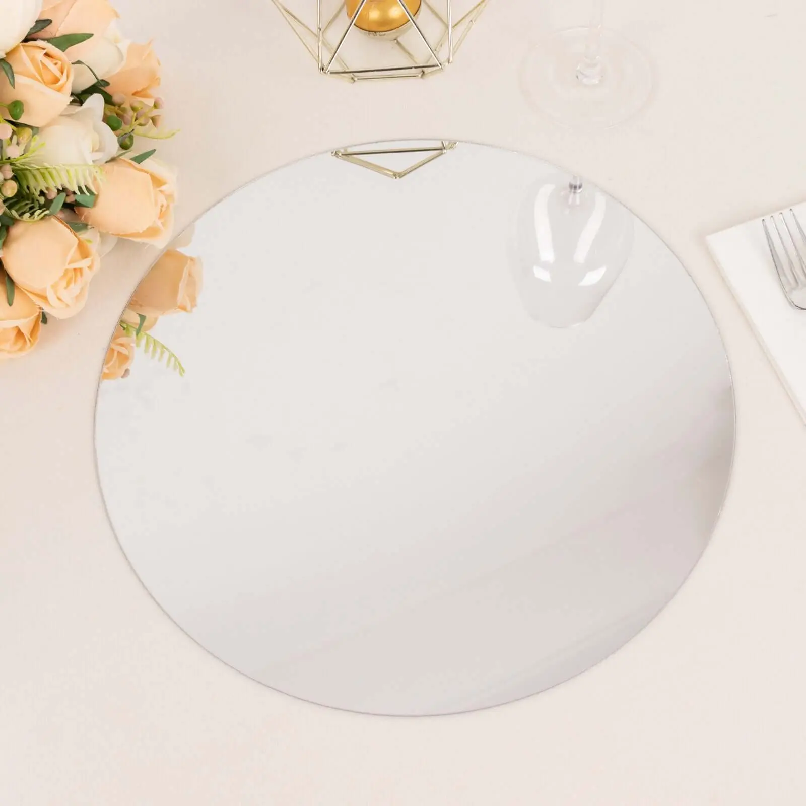 10-Pack Lightweight Acrylic Charger Plates, 13 in Round Silver Mirror Finish - Ideal for Formal Events, Parties