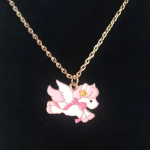 Unicorn Necklace -Super Cute Gold White Pink Unicorn with Bow Charm Accessory for All Ages