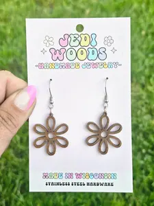 Wooden Daisy Earrings
