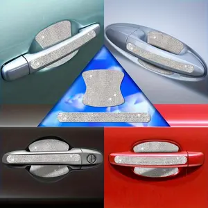8-Piece Rhinestone Car Door Handle Stickers, Universal Fit, Scratch-Resistant Decorative Decals, Automotive Accessories