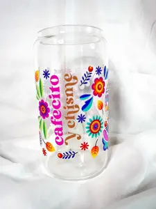 "Cafecito y Chisme" 16 oz. Glass Can