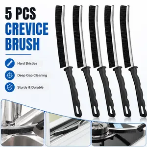 5Pcs Multifunctional Crevice Cleaning Brushes, hard bristle & deep gap cleaning design. Ideal for blinds, baseboards, fans, window and sliding door tracks, practical household cleaning tools for bathroom and daily home dirt removal.