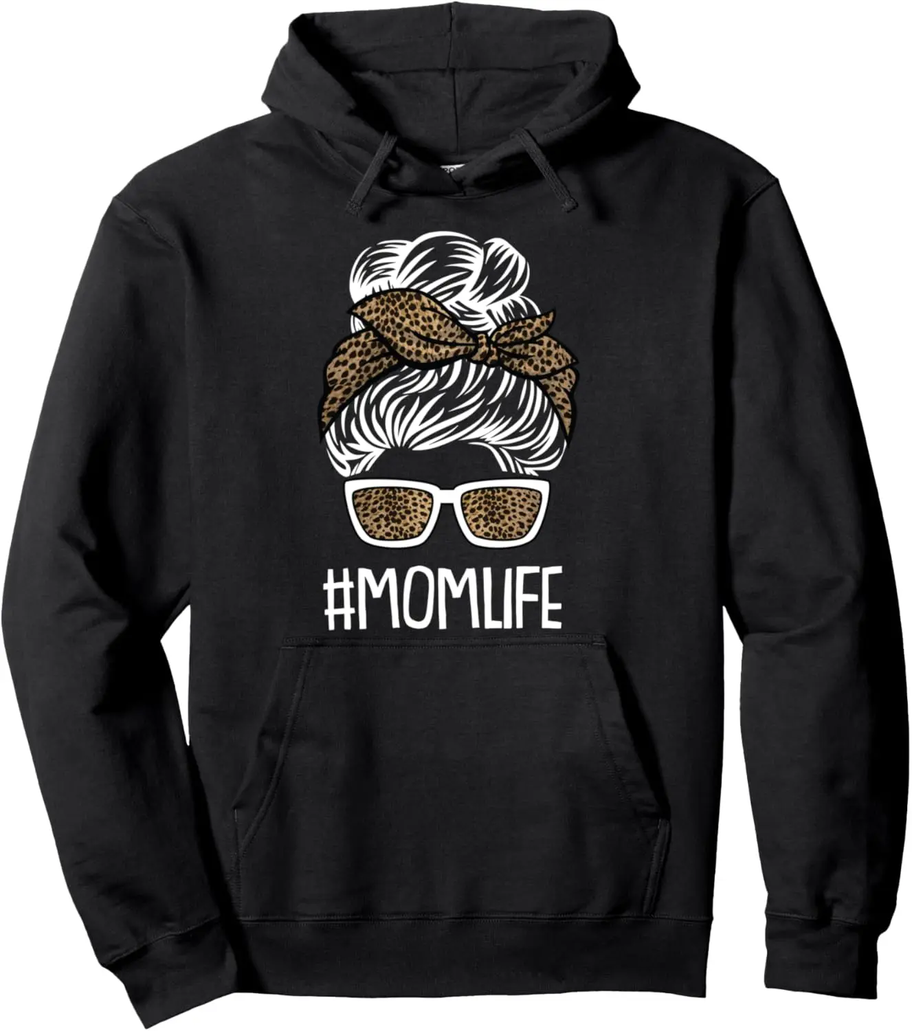 Mom-Life Mothers-Day Leopard Print Mama Mommy Momma Pullover Hoodie