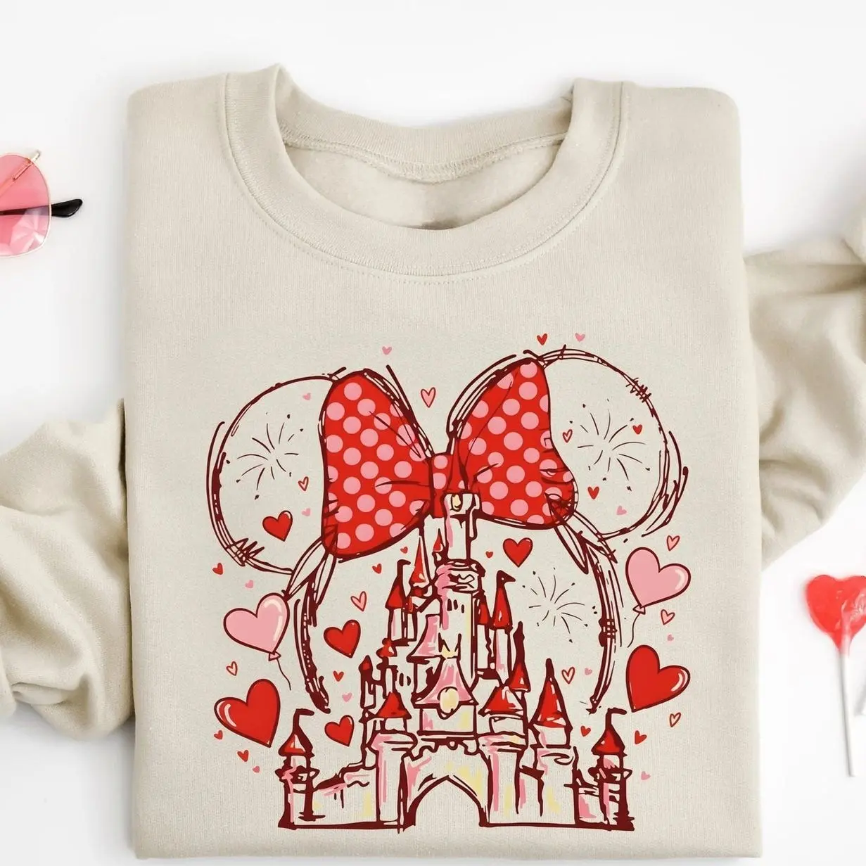 Mouse Watercolor Castle Valentine Shirt, Cute Love T-Shirt, Valentine Girls Trip Sweatshirt DD35P