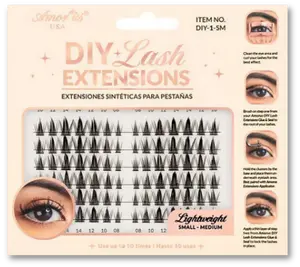 Amor Us USA DIY Lash Extensions - #2 SM/ML - Lightweight Synthetic C-Curl Eyelashes - 8mm-16mm - Reusable Up to 10 Times - Cosmetic Makeup Enhancer