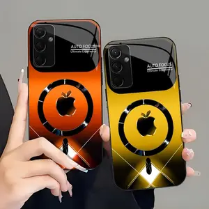 Futuristic Cyberpunk MagSafe Smartphone Casing - Neon Metallic Glossy Magnetic Cover for Galaxy A54 Cellphone Devices, Mobile Phone Accessories