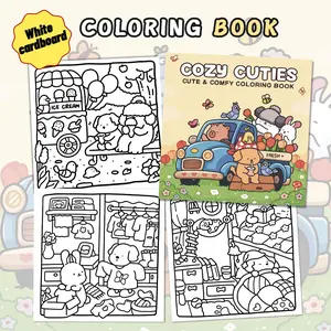 1PC Healing Cute Pet Coloring Book, Coloring Gift Book, with thick white cardstock, featuring cute designs of bears, rabbits, cars, Cute animal themes. Suitable for daily stress relief, parent-child interaction, children's early education, fun coloring