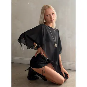 Mairelle Sheer Poncho Black