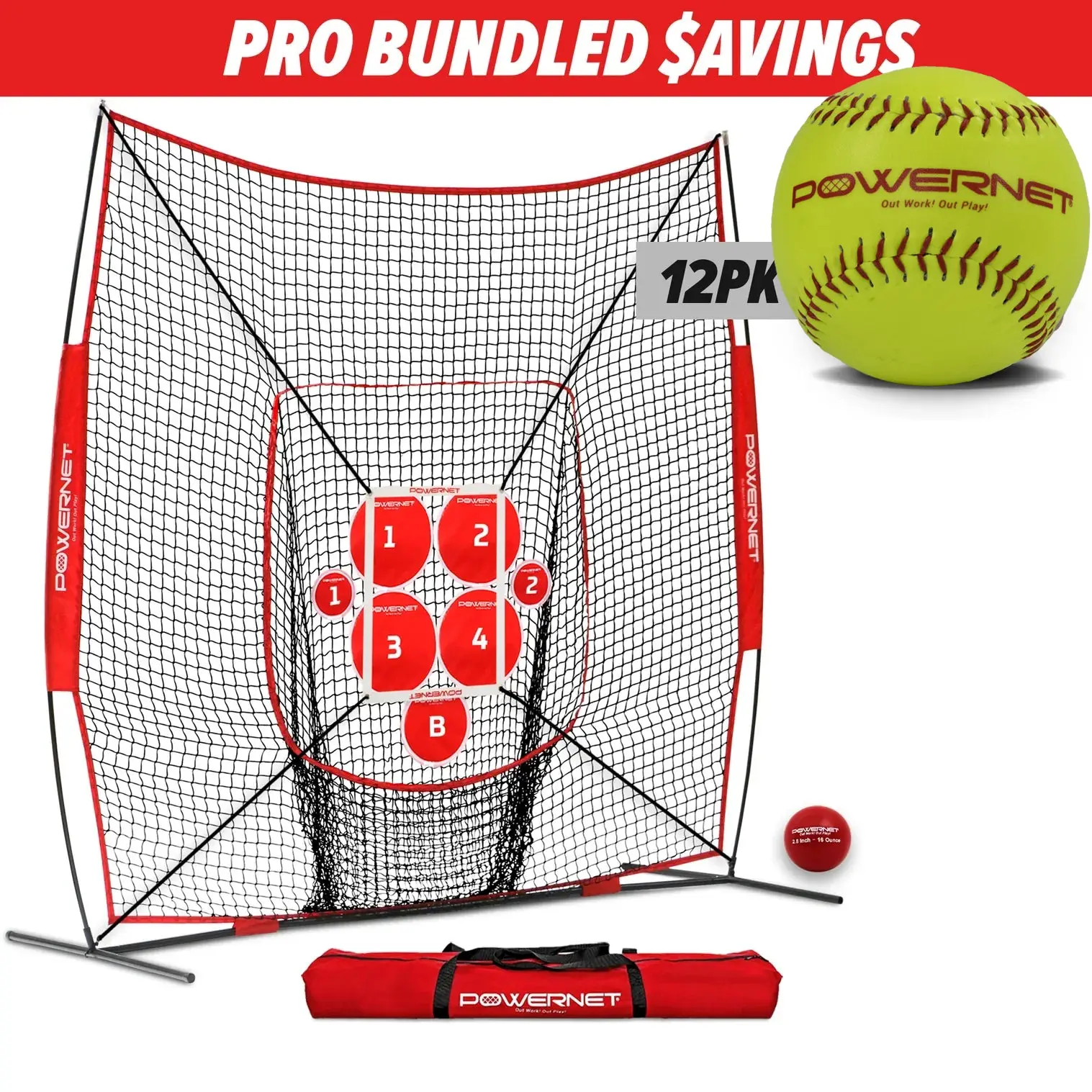 Pro Pitching Bundle | 8x8 Net, Pitch Perfect Targets & Practice Softballs