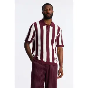 Old Sport Striped Short Sleeve Polo - Burgundy/combo Old Sport Striped Short Sleeve Polo - Burgundy/combo