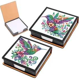 2 pcs Bird Diamond Painting Kit Note Box Memo Paper Storage Box Sticky Note Holder Memo Pad for Office Desk