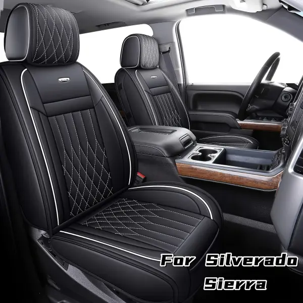 Silverado Seat Covers for 2007-2026 1500/2500/3500HD, Customized and Waterproof Crew Double Extended Cab Pickup Trail Boss Z71 Premium Custom Fit, Waterproof,