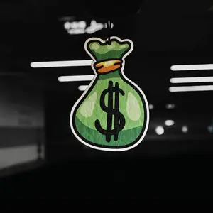 Car air freshener in money bag shape, 2mm thick, made of high-quality wood pulp with natural fragrance oil, cool street-style car decoration, unisex for men and women.