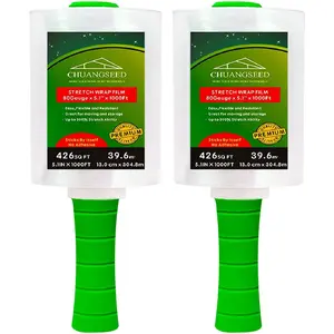 2-Pack Industrial Mini Clear Stretch Wrap Film 80 Gauge 5.1" 1000ft for Pallet Wrap with Plastic Handle,Durable Self-Adhering Packing,Moving,Packaging,Heavy Duty Shrink Film Chuangseed