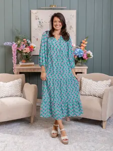 Boho Printed Half Sleeve Maxi Dress | S-2XL