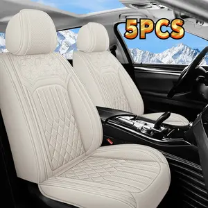 Car Seat Covers for VW Volkswagen New Beetle/Beetle/GTI/Golf/ID.4/Jetta/Passat/Rabbit/Taos, Stylish Breathable Nappa Leather Car Seat Cover for Car Full Set 5-Seats, A Waterproof Car Seat Protection Cover, Anti-Slip Comfort Vehicle Seat Cover Customized