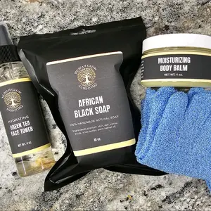 Nubian Glow Black Soap and Body Balm Bundle - Skin Care, Cleansing, Comfort, Skin Repair, Ideal for Daily Use - Cleanser