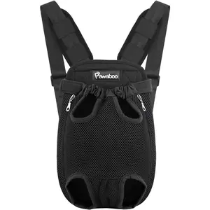 Pawaboo Pet Carrier Backpack, Adjustable Pet Front Cat Dog Carrier Backpack Travel Bag, Legs Out, Easy-Fit for Traveling Hiking Camping for Small Medium Dogs Cats Puppies 2.5-5Lbs, S, Black