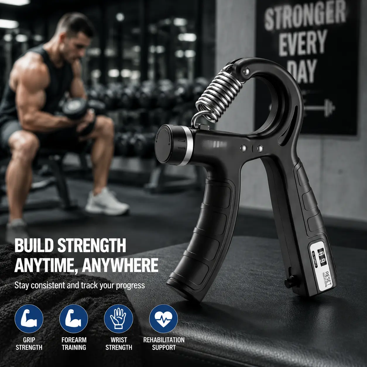 Grip Strength Trainer, Hand Grip Strengthener, Adjustable Resistance 22-132Lbs (10-60kg), Forearm Strengthener, Perfect for Athletes/Grip Strength Training Finger Wrist Forearm Exerciser Counter Professional Grip Strength Device Workout Hand Gripper