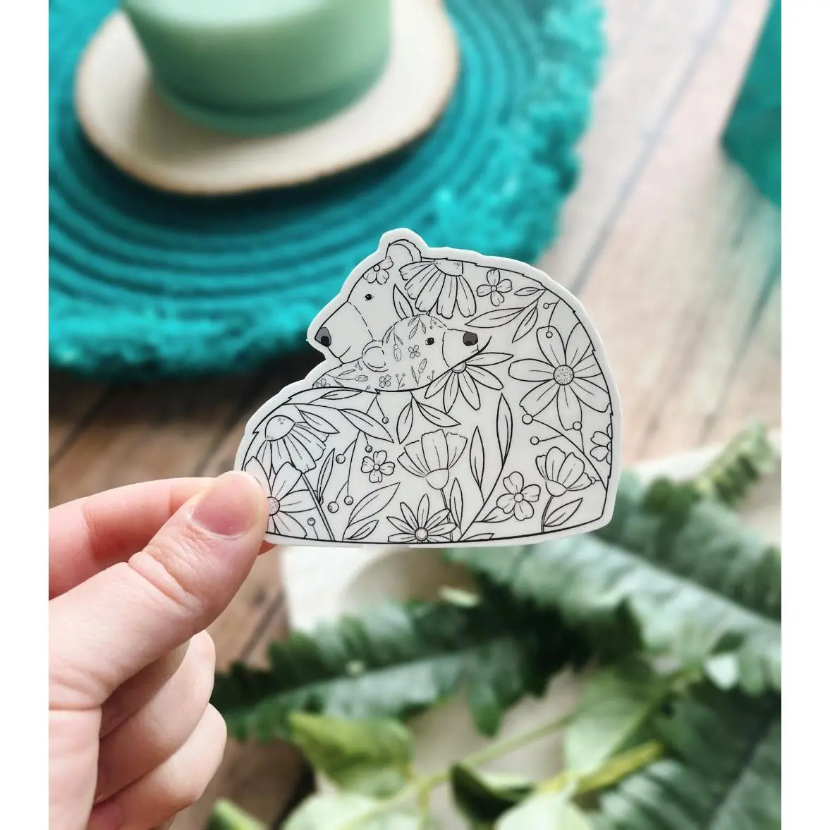 Mama Bear Sticker, Florals, Bear Cub, Motherhood, Water Bottle Sticker, Mama Sticker