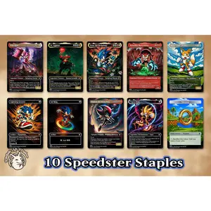Sonic Bundle | 10 Proxy Cards — Sonic, Shadow, Tails, Knuckles, Eggman, Amy, Sol Ring, Treasure, Lighting Greaves, Super State