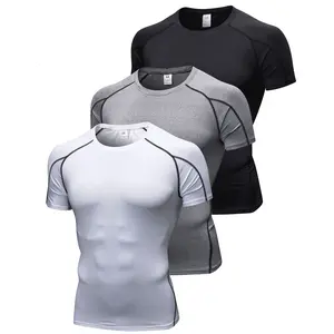 3 Pack Men's Compression Shirts Short Sleeve Compression Base Layer Cool Dry Athletic Undershirt Workout T Shirt Gym Top Gym Sportswear Breathable Activewear Athleisure Street Fit