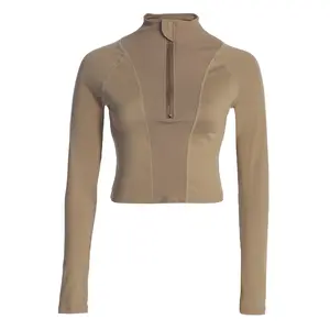 Beige Momentum Ribbed Top