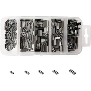 300pcs/box High Strength Copper Double Barrel Crimp Sleeves Copper Tube Fishing Line Connector Kit Size 0.8-2.2mm