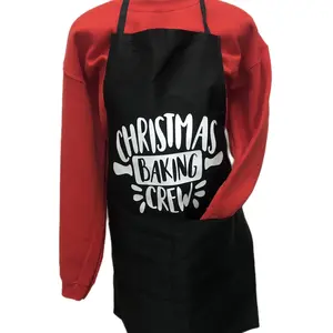 Black Christmas Baking Apron Adjustable with Pockets