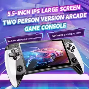 X9 Handheld Game Console, Rechargeable Portable Device with 5.5 Inch HD Screen, 3500 Classic Arcade Games, Ideal for Home and Travel