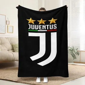 Juventus Football Club Flannel Blanket, Soft Polyester Knit Design, Ideal for Bedroom, Picnic, Travel, All-Season Use