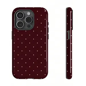 GIIPPA Pink Polka Dots Fashion Phone Cases Matte Burgundy Base 2-In-1 Phone Shockproof Case Compatible With IPhone 17, 17 Air, 16, 15, 14, 13, 12, 11, PRO MAX, And PLUS Elegant Design Suitable For Men Women Gift For Girlfriend Birthday Wedding Season Ea