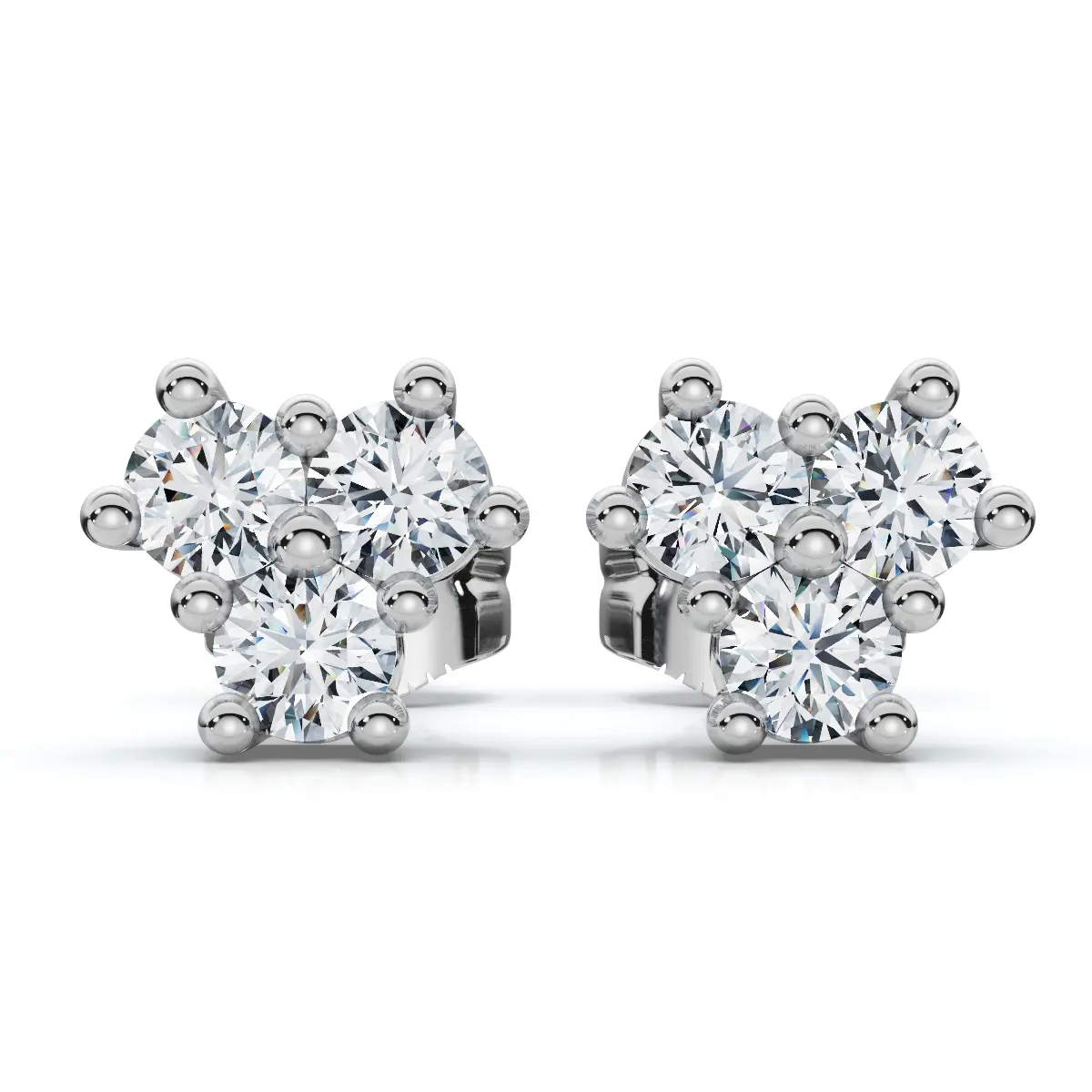 Mini Trio Diamond Studs 14k Gold Lab Grown Women's Earrings