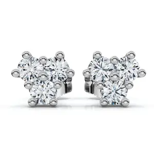 Mini Trio Diamond Studs 14k Gold Lab Grown Women's Earrings