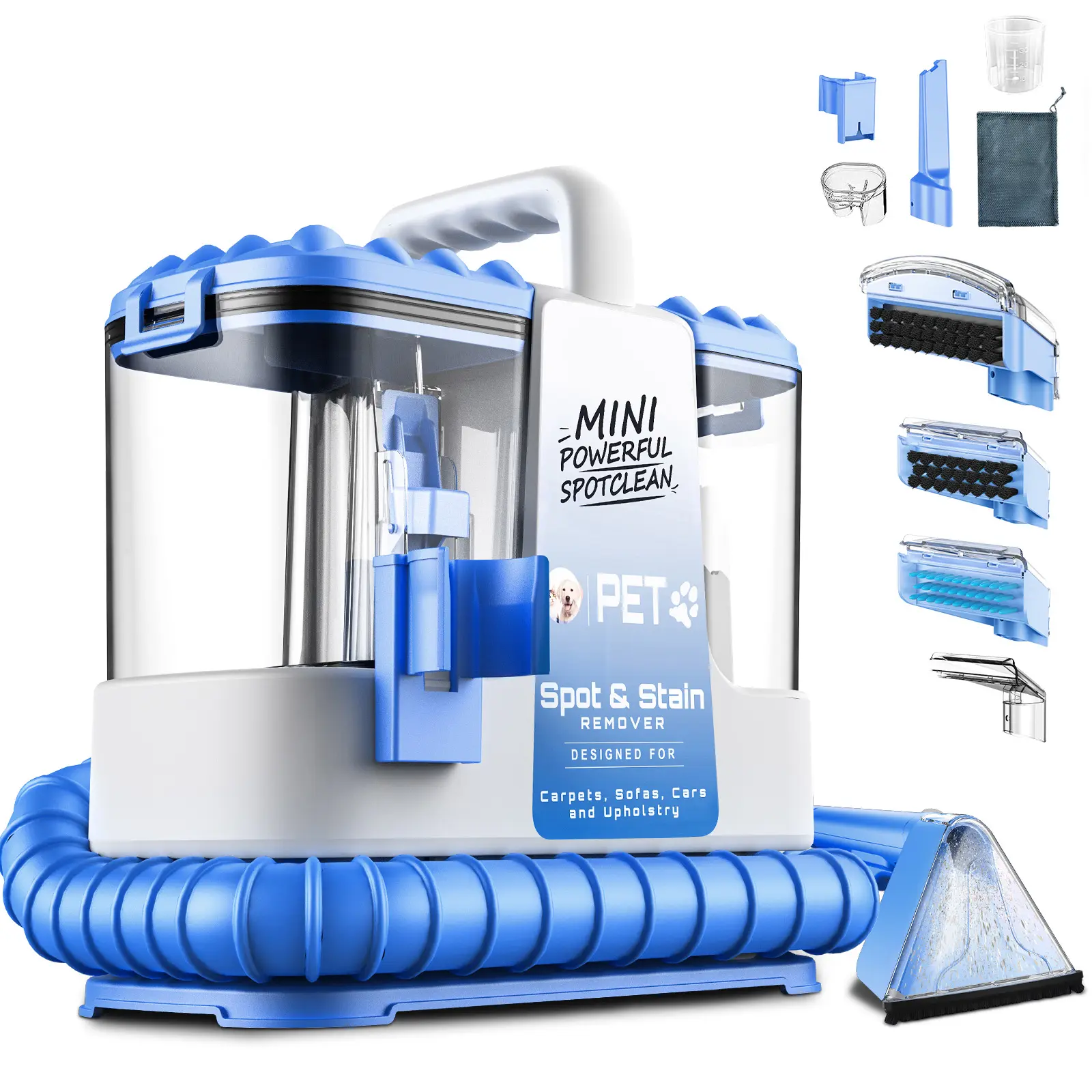 VICEASE Portable Carpet Cleaner with 20Kpa Power, Multi Function Vacuuming, Deep Stain Remover for Pets, Stairs, Car Seats, Includes 5 Cleaning Tools for Mini Spot Cleaning