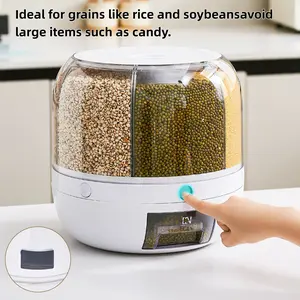 UFORU-Moisture-Proof Grain Dispenser with lid, Proof & Insect-Proof, Durable Plastic,Transparent Drawer,360°Rotating Design, Multi-Grid Large Capacity Grain Storage ContainerPerfect for Rice, Grains, Cereals, Flour, Pet Food & Mini Candies Kitchen Gadgets