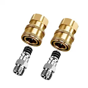 Airless Sprayer Parts 1/4 Inch Brass Quick Connect, Fits High Pressure Hoses Paint Sprayers and Spray Guns, Quick Connect Design with Sealed O Rings Leak Resistant（2-Pack）