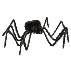 Furry Black Spider Halloween Decoration Prop Scary Large Fake Indoor Outdoor Bug