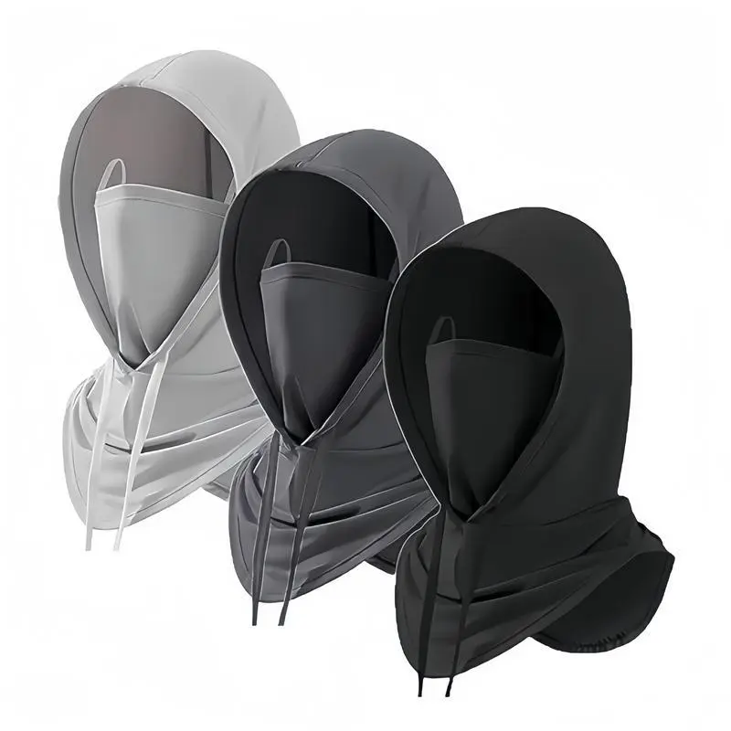 3-Pack Open Balaclava Face Masks for Motorcycle Bikers - UPF 50+ UV Protection, Sun Shield, Cooling Adjustable Neck Cover, Breathable Full-Face Helmet Gear, Outdoor Sports Accessory for Men/Women
